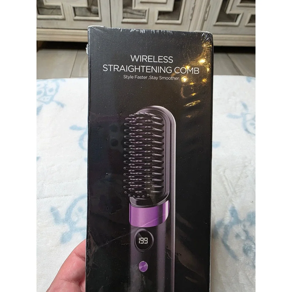 Wireless Hair‎ Straightening Comb F9 Portable Cordless USB Charging Black